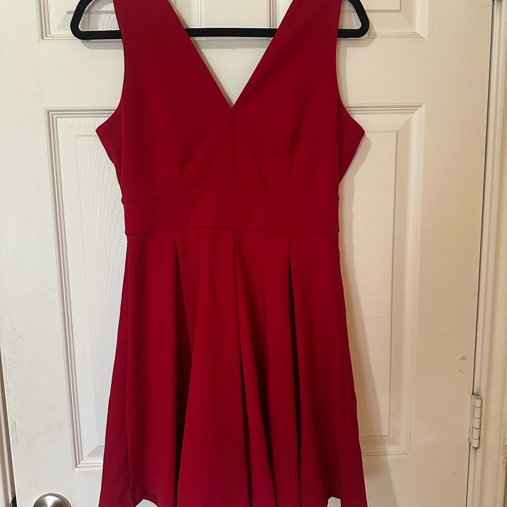 Haute Monde V-Neck Red Mini Dress